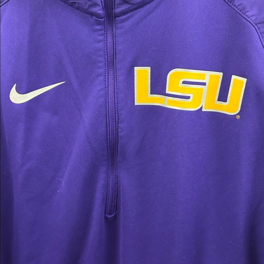 Nike Dri Fit LSU 1/4 Zip Pullover Jacket Windbreaker Sportswear Mens Medium - Picture 3 of 8